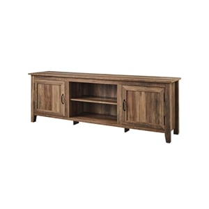 Maklaine 70&quot Farmhouse TV Stand Console with Side Grooved Doors in Rustic Oak