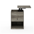 Maklaine Contemporary Lift Top Nightstand in French Oak Gray