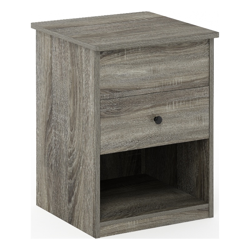 Maklaine Contemporary Lift Top Nightstand in French Oak Gray