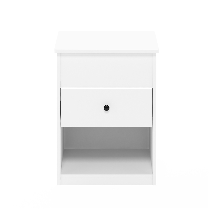 Maklaine Engineered Wood Contemporary Lift Top Nightstand in Solid White