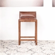 Maklaine Mid-Century Modern Design Square Genuine Leather Counter Stool in Tan