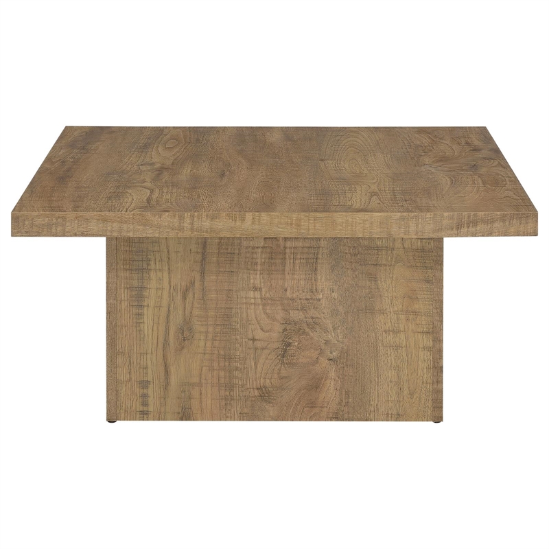 Maklaine Square Farmhouse Engineered Wood Coffee Table in Brown