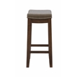 Maklaine Counter Stool Gray Woven Padded Seat Wood Frame in Rustic Brown
