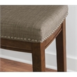 Maklaine Counter Stool Gray Woven Padded Seat Wood Frame in Rustic Brown