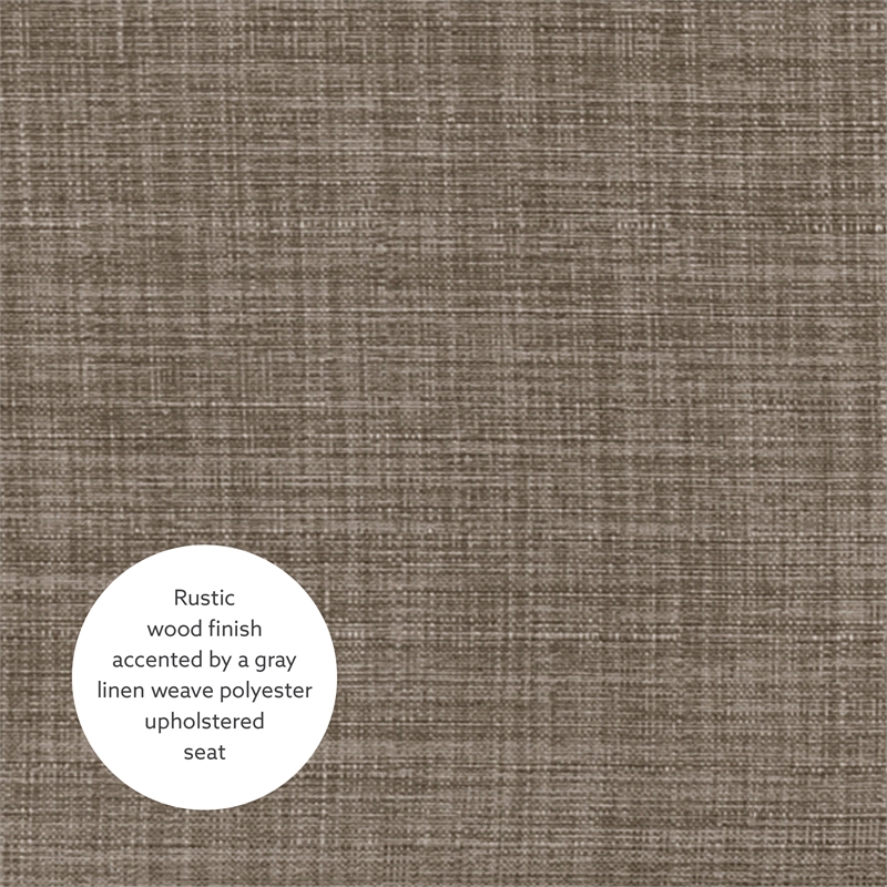 Maklaine Counter Stool Gray Woven Padded Seat Wood Frame in Rustic Brown