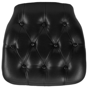 Maklaine Contemporary Hard Tufted Vinyl Chiavari Chair Cushion in Black