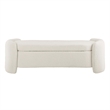 Maklaine Contemporary Wood and Boucle Upholstered Bench in Ivory