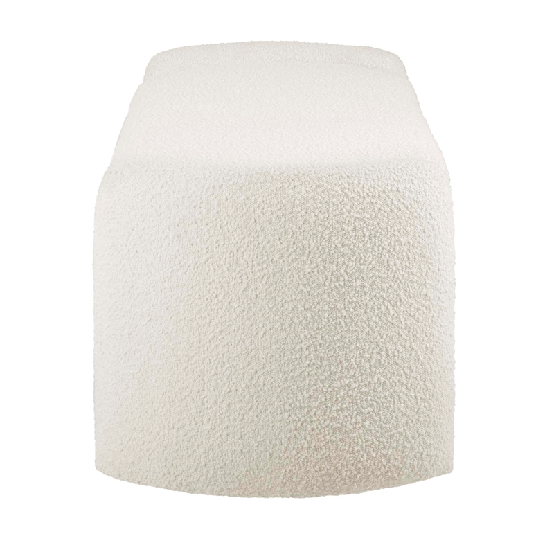 Maklaine Contemporary Wood and Boucle Upholstered Bench in Ivory