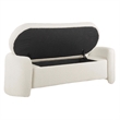 Maklaine Contemporary Wood and Boucle Upholstered Bench in Ivory