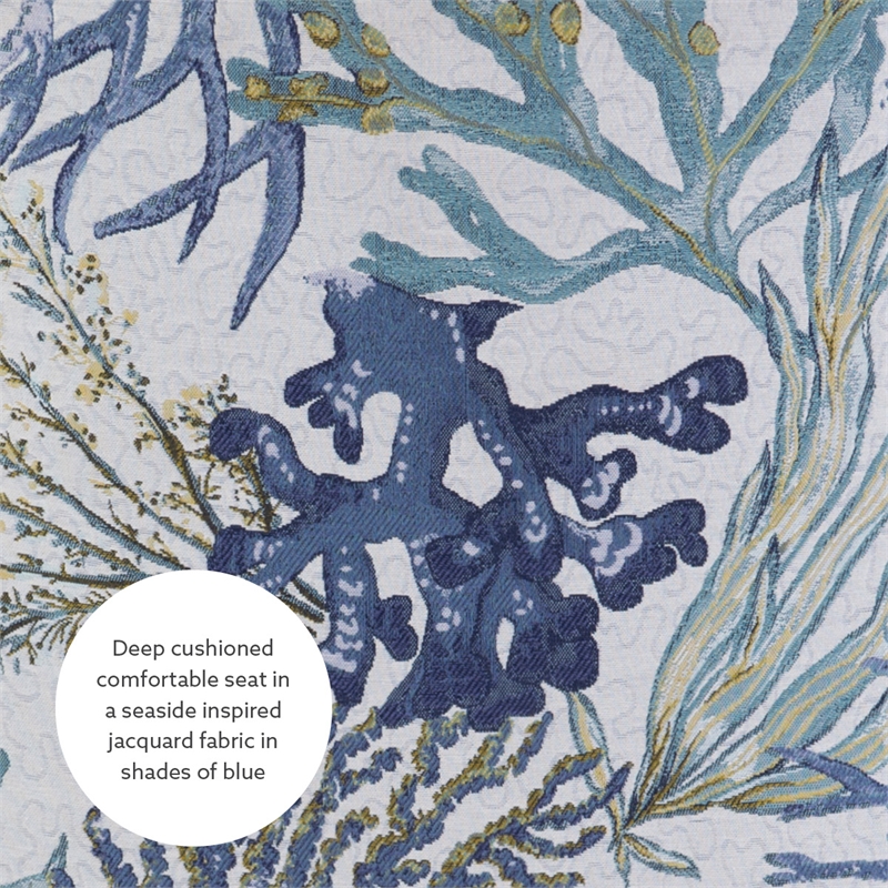 Maklaine Upholstered Club Chair in Blue Multi Coral Print Fabric