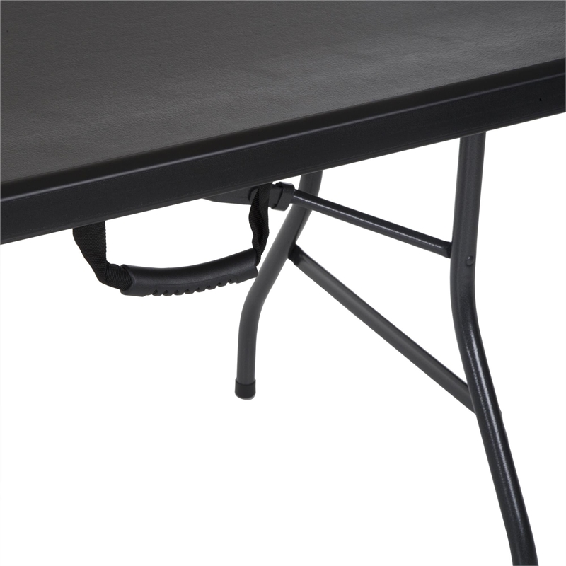 Maklaine 8' x 30'' Fold-in-Half Blow Molded Folding Table in Black
