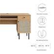 Maklaine Contemporary Particleboard and Laminate Office Desk in Oak