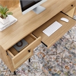Maklaine Contemporary Particleboard and Laminate Office Desk in Oak