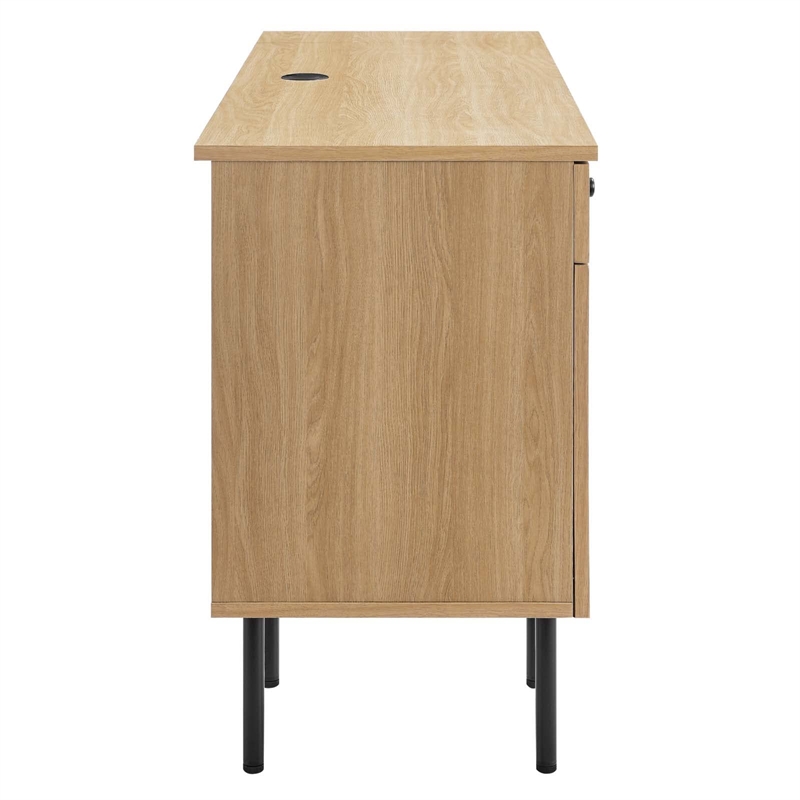 Maklaine Contemporary Particleboard and Laminate Office Desk in Oak