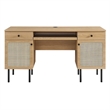 Maklaine Contemporary Particleboard and Laminate Office Desk in Oak