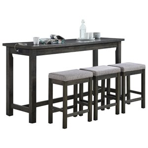 Maklaine 4 Piece Wood Counter Height Dining Set in Brownish Gray