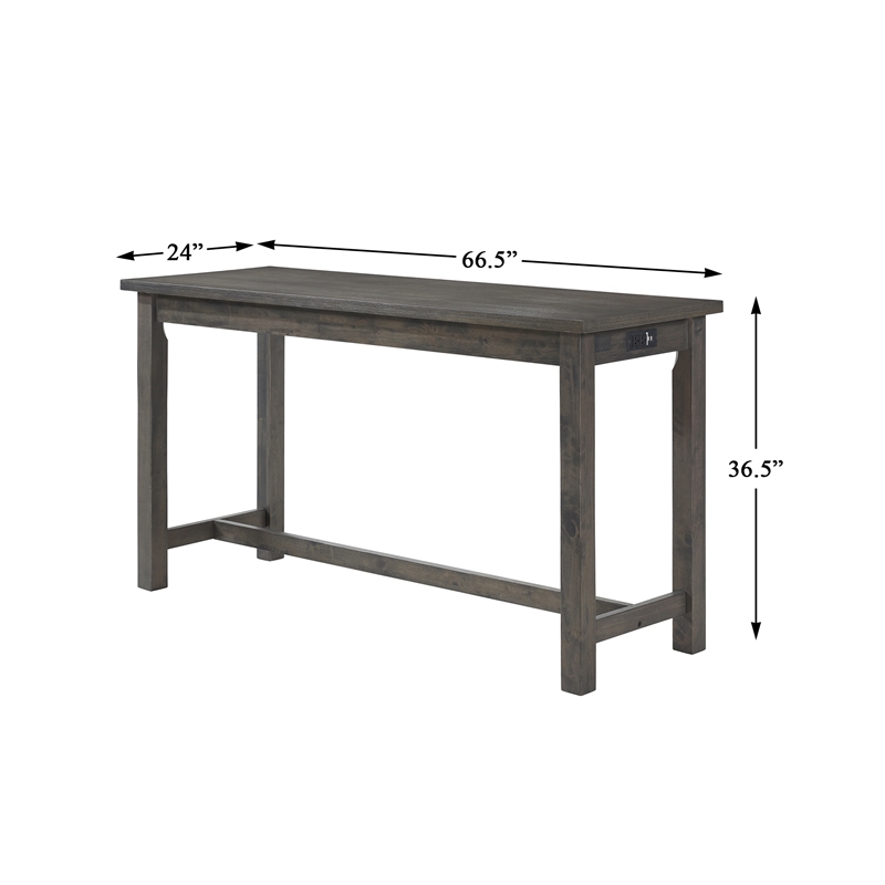 Maklaine 4 Piece Wood Counter Height Dining Set in Brownish Gray