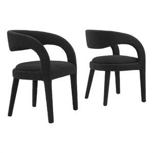 Maklaine 20&quot Upholstered Fabric Dining Chair in Black (Set of 2)