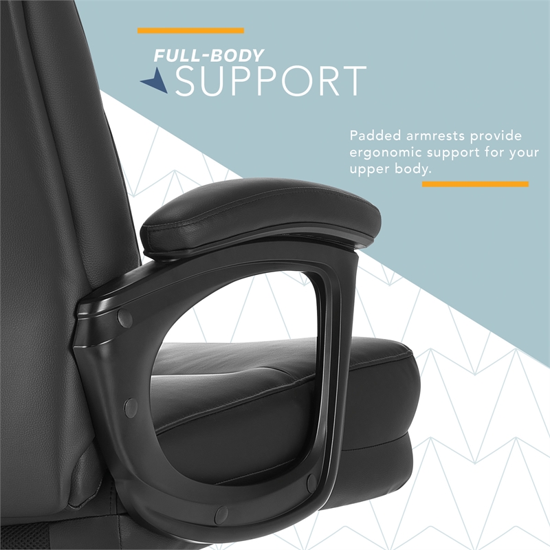 Maklaine Classic Big & Tall Executive Office Chair Bonded Leather Black