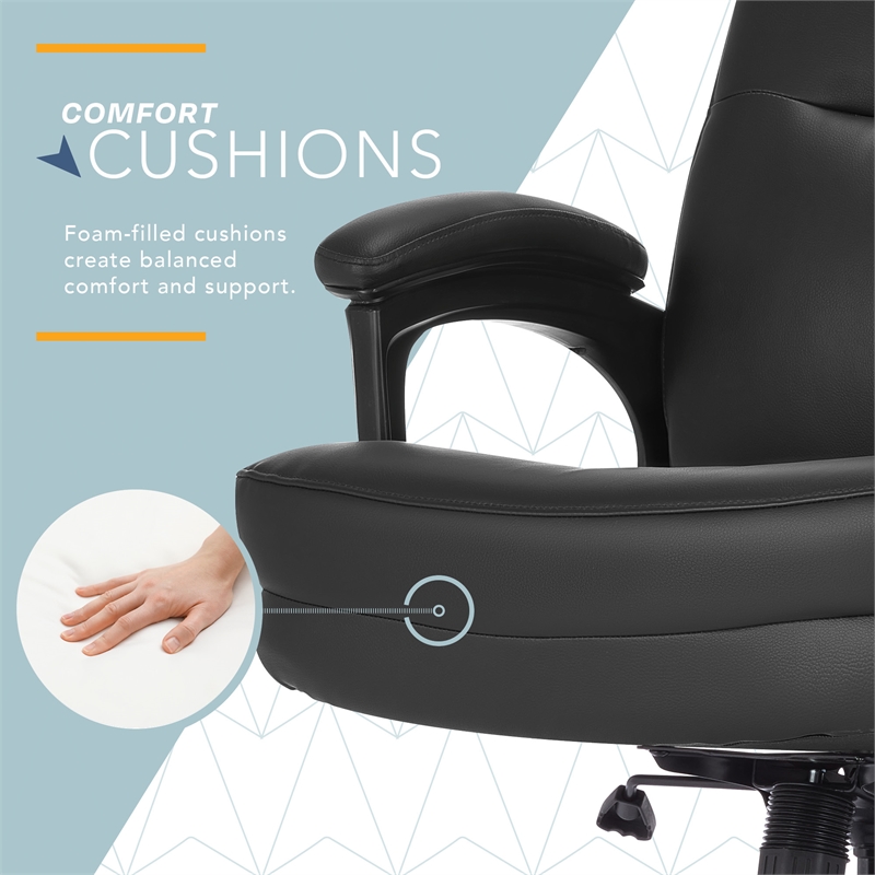 Maklaine Classic Big & Tall Executive Office Chair Bonded Leather Black