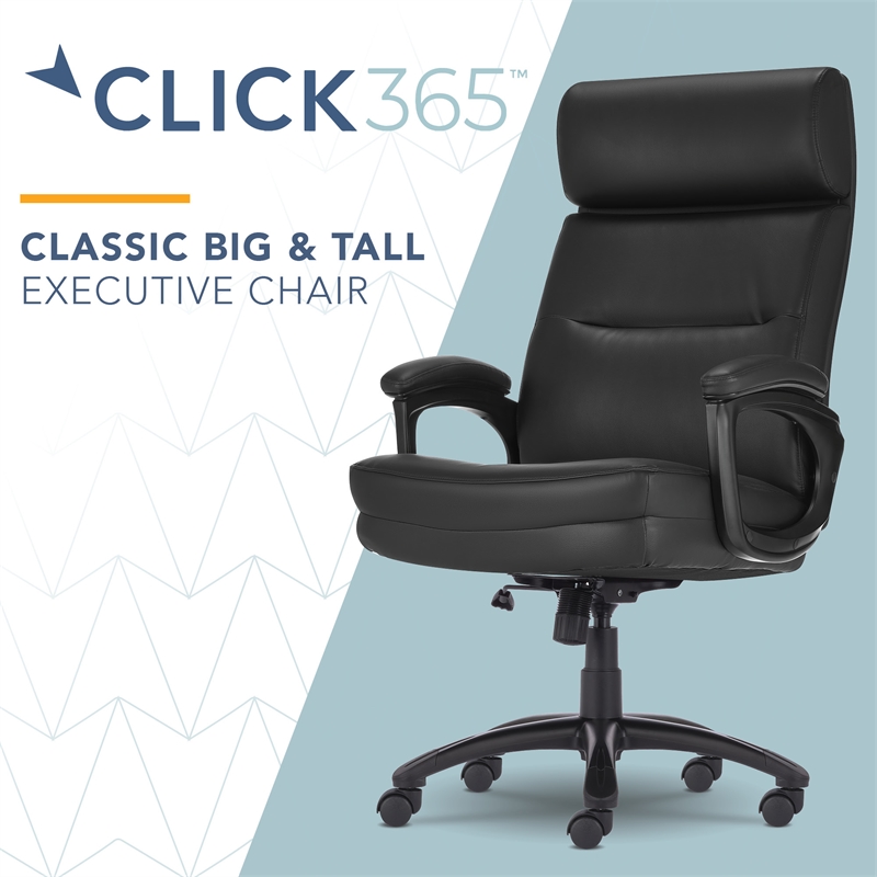 Maklaine Classic Big & Tall Executive Office Chair Bonded Leather Black