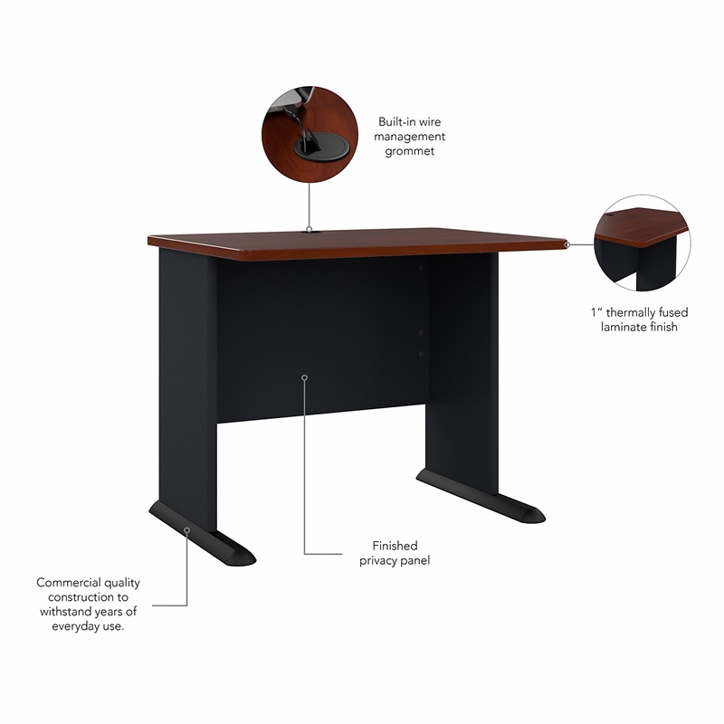 Maklaine Transitional Engineered Wood 36W Office Desk in Hansen Cherry