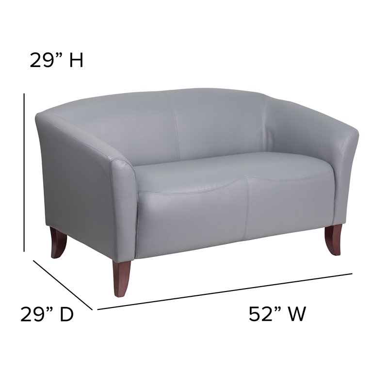 Maklaine Modern / Contemporary Leather Reception Loveseat in Gray