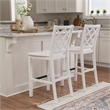 Maklaine Sturdy Wood Lattice Back Counter Stool in Crisp White Finish