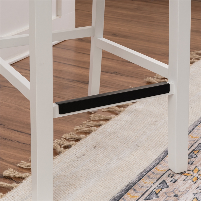 Maklaine Sturdy Wood Lattice Back Counter Stool in Crisp White Finish