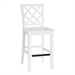 Maklaine Sturdy Wood Lattice Back Counter Stool in Crisp White Finish