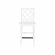 Maklaine Sturdy Wood Lattice Back Counter Stool in Crisp White Finish