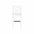 Maklaine Sturdy Wood Lattice Back Counter Stool in Crisp White Finish
