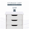Maklaine Transitional Six Drawer Rolling Storage Cart in White Wash Wood