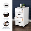 Maklaine Transitional Six Drawer Rolling Storage Cart in White Wash Wood