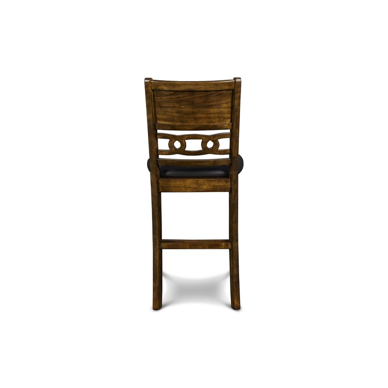 Maklaine Traditional Solid Wood Counter Table w/ 2 Chairs in Brown