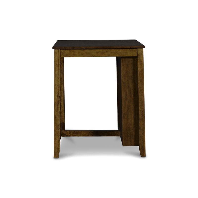 Maklaine Traditional Solid Wood Counter Table w/ 2 Chairs in Brown