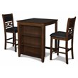 Maklaine Traditional Solid Wood Counter Table w/ 2 Chairs in Brown