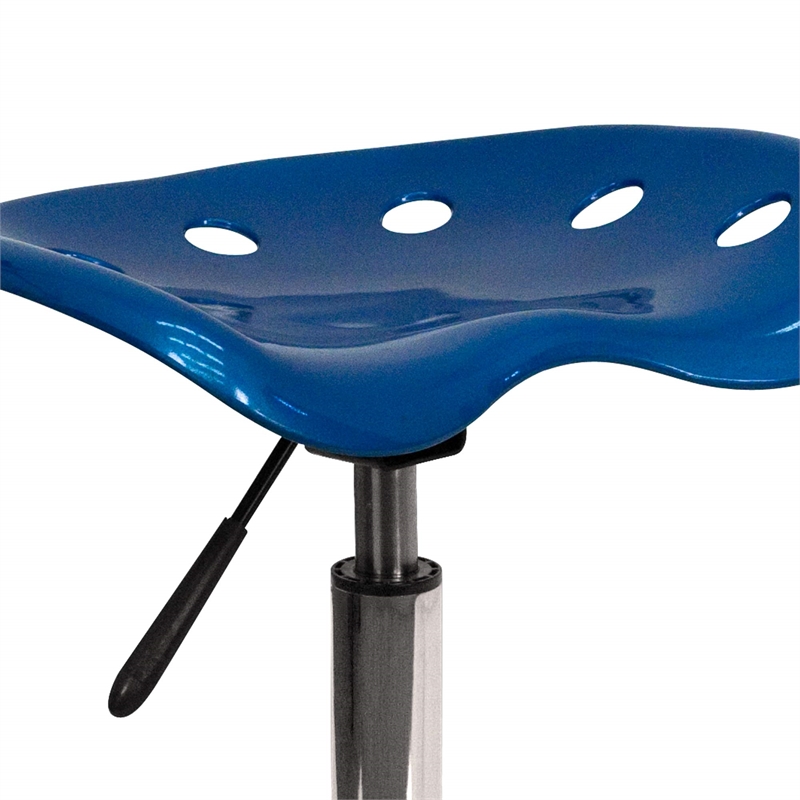 Maklaine Contemporary Vibrant Adjustable Bar Stool in Bright Blue