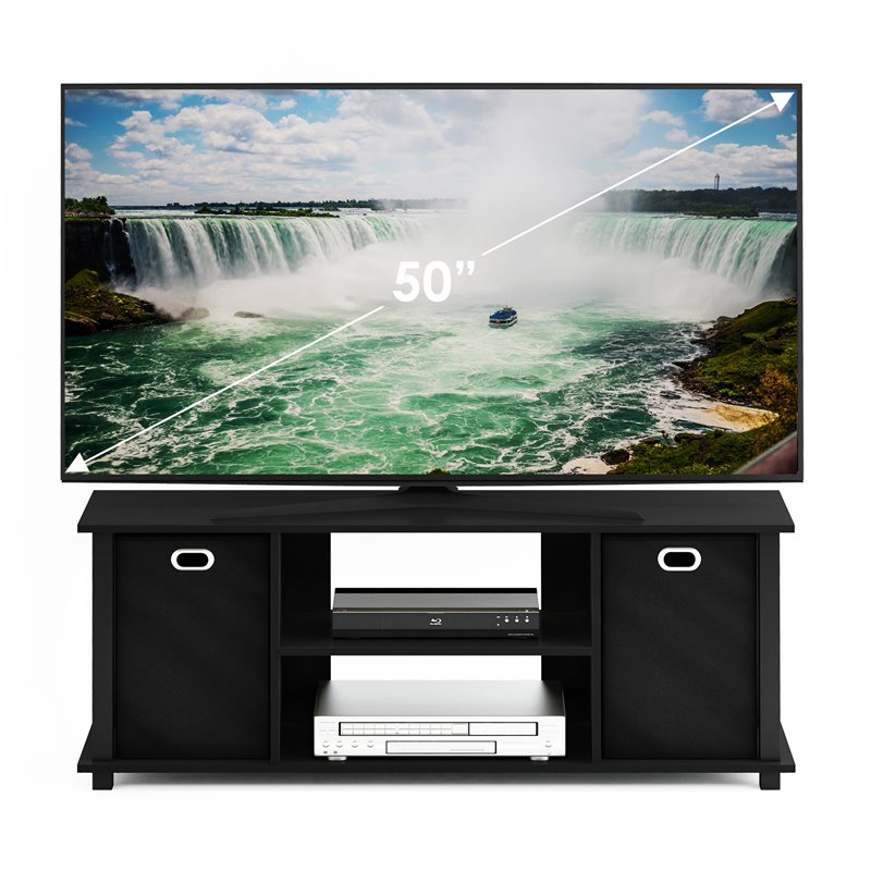 Maklaine Wood Entertainment Center w/Storage Bins for TV up to 50