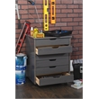 Maklaine Transitional Six Drawer Wide Rolling Cart in Gray Wood