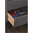 Maklaine Transitional Six Drawer Wide Rolling Cart in Gray Wood