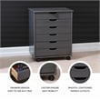 Maklaine Transitional Six Drawer Wide Rolling Cart in Gray Wood
