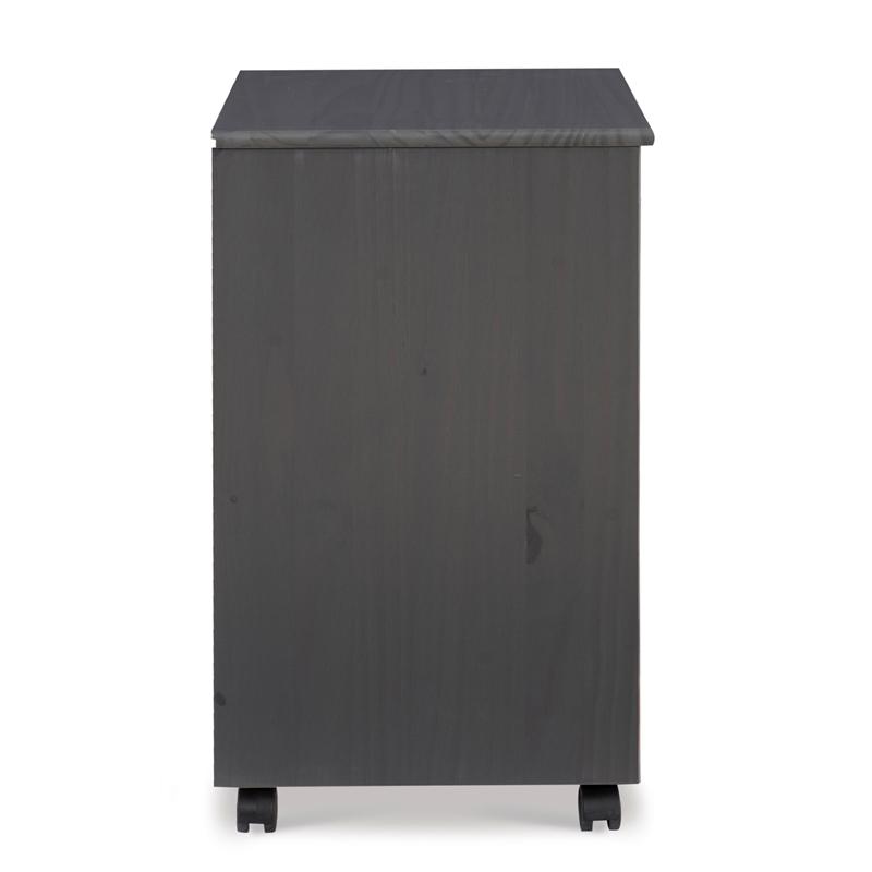 Maklaine Transitional Six Drawer Wide Rolling Cart in Gray Wood