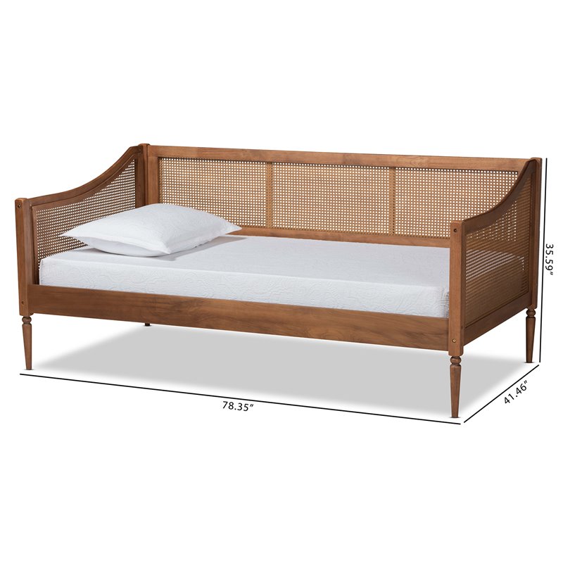 Maklaine Brown Finished Wood and Synthetic Rattan Twin Size Daybed
