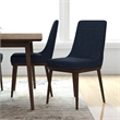 Maklaine Mid-Century Modern Polyester Blend Fabric Dining Chair in Blue (Pair)