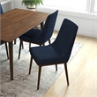 Maklaine Mid-Century Modern Polyester Blend Fabric Dining Chair in Blue (Pair)