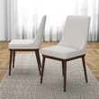 Maklaine Mid-Century Modern Polyester Blend Fabric Dining Chair in Beige (Pair)