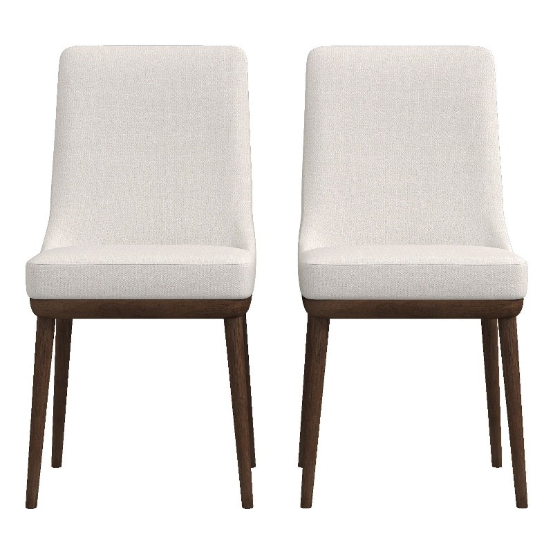 Maklaine Mid-Century Modern Polyester Blend Fabric Dining Chair in Beige (Pair)