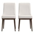 Maklaine Mid-Century Modern Polyester Blend Fabric Dining Chair in Beige (Pair)