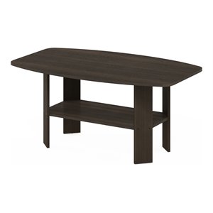 Maklaine Contemporary Engineered Wood Simple Design Coffee Table in Dark Brown